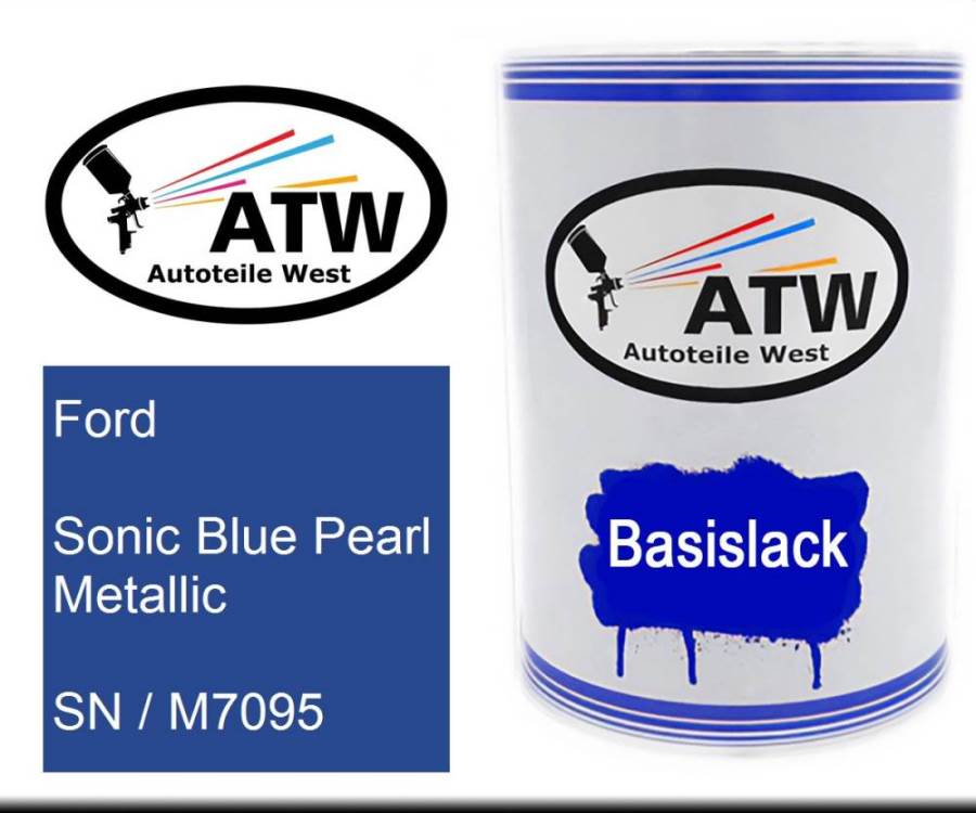 Ford, Sonic Blue Pearl Metallic, SN / M7095: 500ml Lackdose, von ATW Autoteile West.
